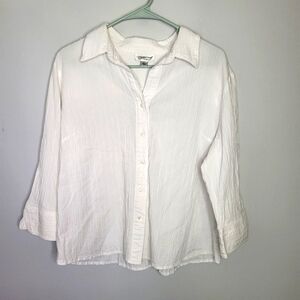 COLDWATER CREEK Button Shirt/ Blouse Size L Cotton/Lycra LS Fitted White EUC